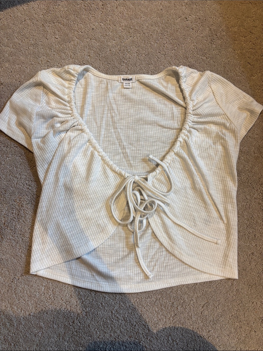 Garage White Ribbed Crop Top